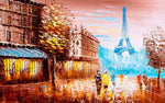 Paris Eiffel Tower Landscape Abstract Oil Painting