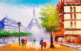 Paris Eiffel Tower Landscape Abstract Oil Painting