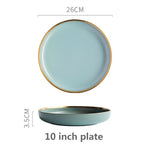 Solid Color Ceramic Gold Inlay Plate