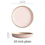 Solid Color Ceramic Gold Inlay Plate