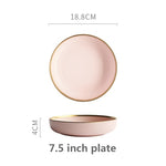 Solid Color Ceramic Gold Inlay Plate