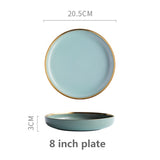 Solid Color Ceramic Gold Inlay Plate