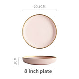 Solid Color Ceramic Gold Inlay Plate