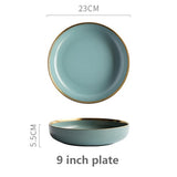 Solid Color Ceramic Gold Inlay Plate