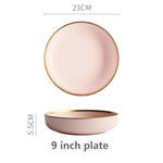 Solid Color Ceramic Gold Inlay Plate