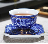 Blue and White Flower Tea Cup